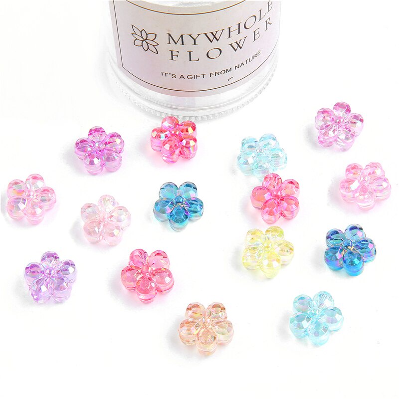 Set 20 / 30 Hạt Xỏ Lỗ Hình Hoa Bằng Nhựa Nhiều Màu Sắc Dùng Để Làm Trang Sức Thủ Công