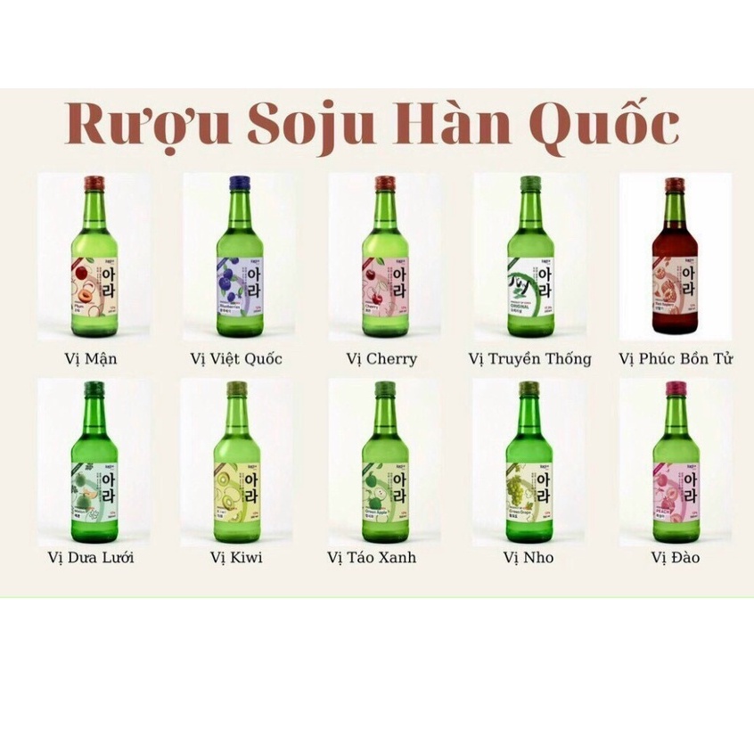 SOJU KORICE HÀN QUỐC CHAI 360ML 10 VỊ