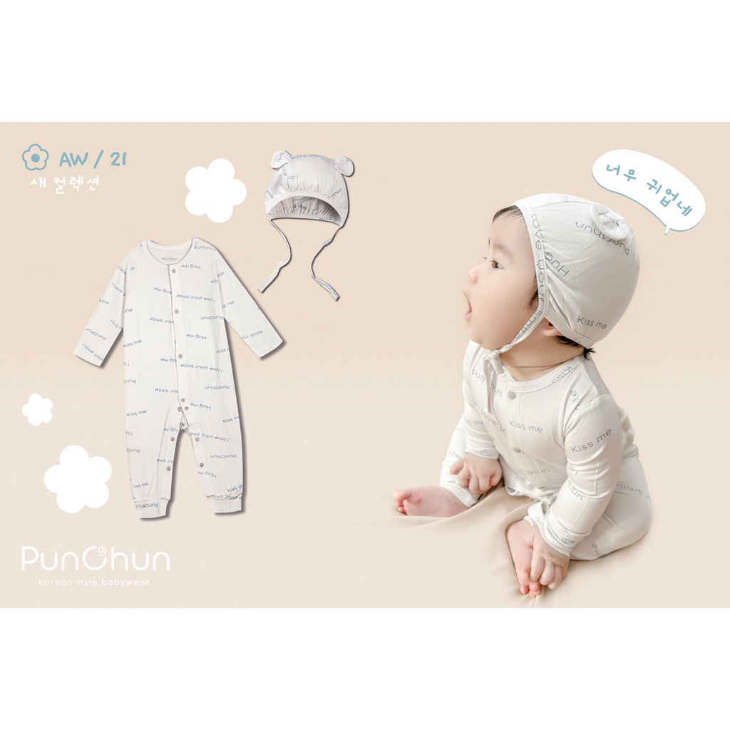 Punchun bộ body dài sơ sinh không tất [AW2021]