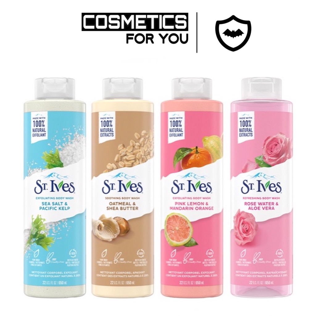 SỮA TẮM ST. IVES BODY WASH DƯỠNG DA VÀ TẨY TẾ BÀO CHẾT 650ML USA