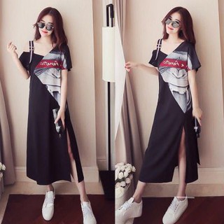 Đầm Tay Ngắn Cổ Chữ V Họa Tiết Hoa Thiết Kế Ôm Sát Quyến Rũ