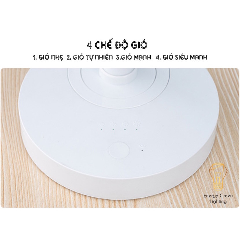 Quạt Tích Điện Để Bàn Energy Green Lighting F6 - 4 Tốc Độ Gió - Pin 3600mAh Siêu Khỏe - Chức Năng Xoay Trái , Phải