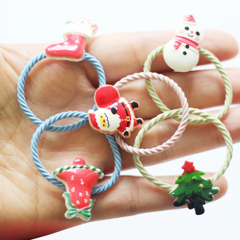 Dây thun cột tóc hình tuần lộc Santa Claus người tuyết giáng sinh năm mới cho trẻ em