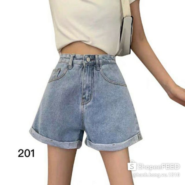 Quần short jeans trơn lật lai ulzzang form cạp cao loại 1 kèm ảnh thật
