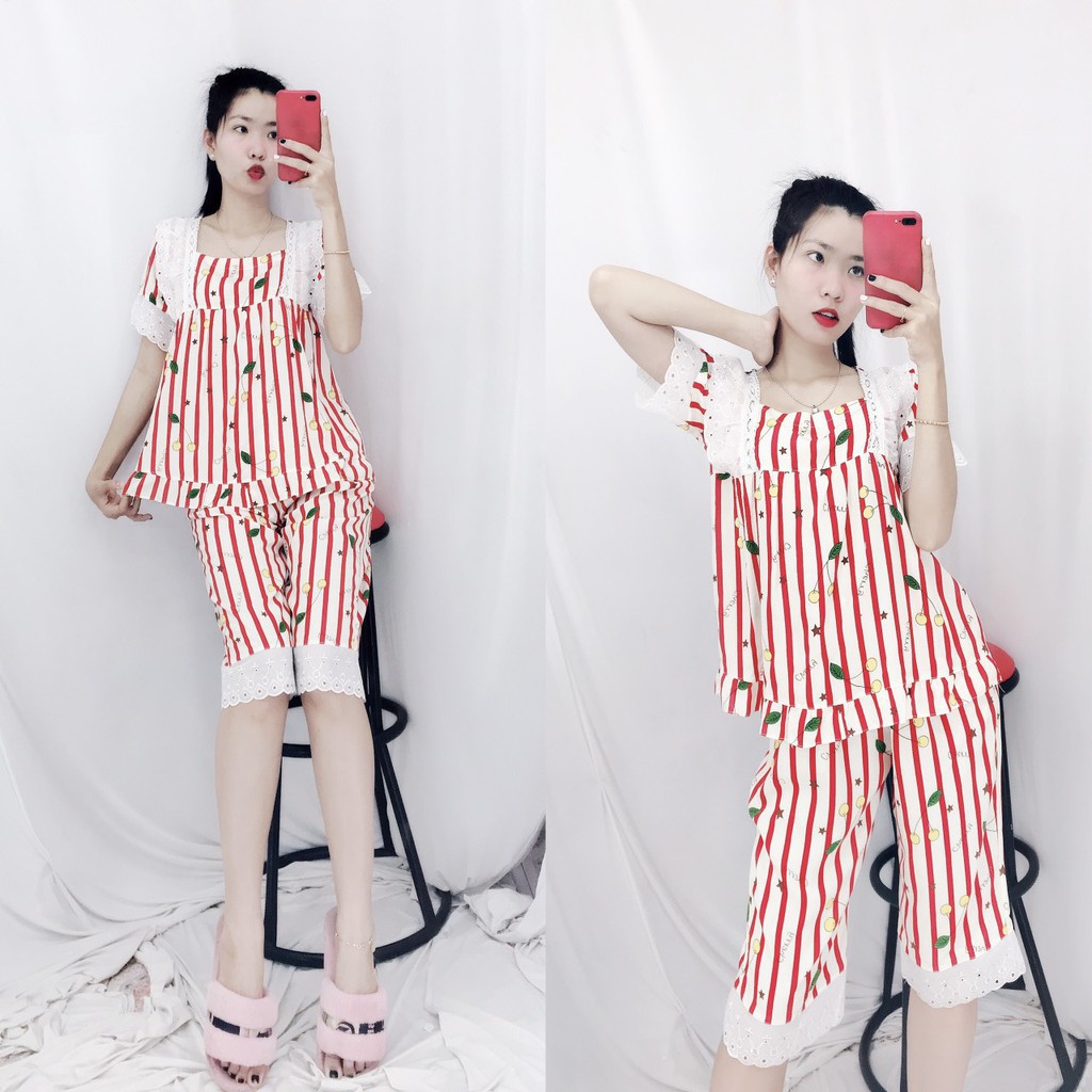 Đồ Bộ Nữ Lụa Tole Cao Cấp Pijama Áo Ngắn Quần Lửng Cực Xinh | BigBuy360 - bigbuy360.vn