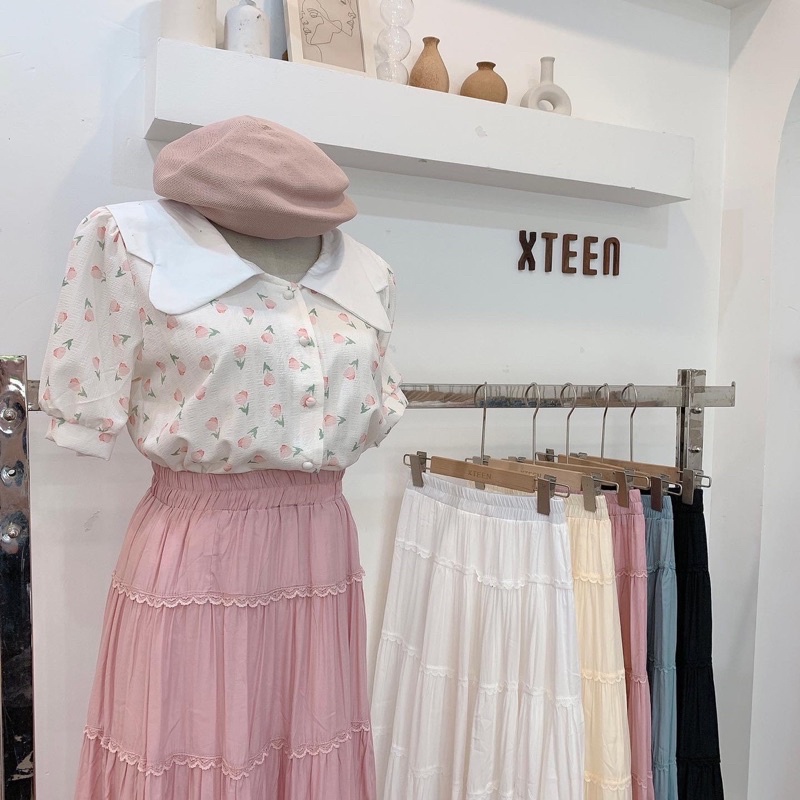 Chân váy dài xếp ly