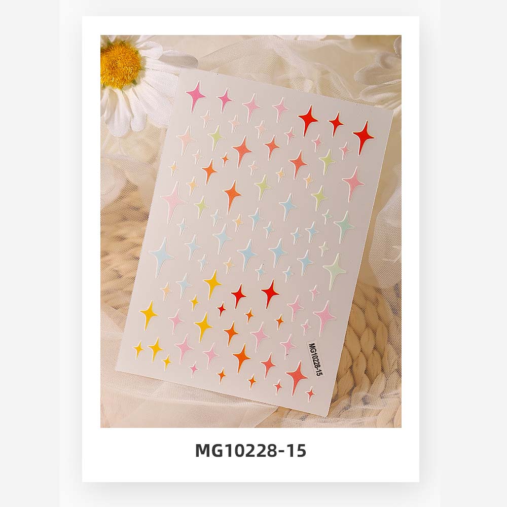 [Hàng mới về] Hình Dán Móng Tay Trang Trí Nghệ Thuật Họa Tiết Ngôi Sao 3D Nhiều Màu Sắc