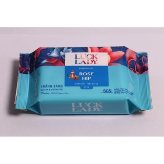 Khăn giấy ướt Mamamy Luck Lady rose hip trắng sáng, mịn da 25 tờ
