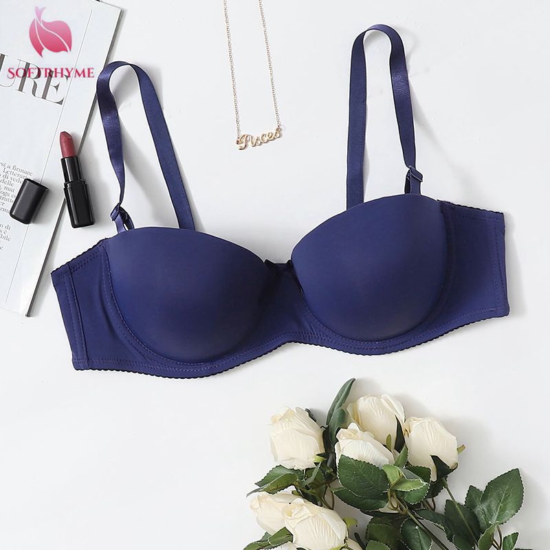 Softrhyme 1 / 2 Cup Nữ Push Up Pick Up Molded Bra Super Size D Quần Lót Không Lót Đơn Giản 36D 38D 4