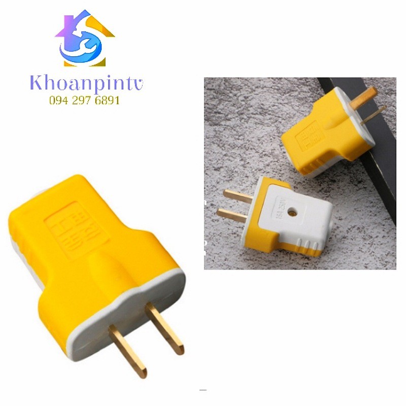 Phích cắm hai chân bọc cao su công suất 4000W bằng đồng xoay cả hai chân, chống cháy nổ