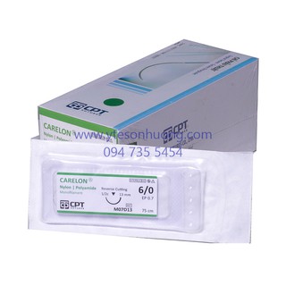 Chỉ CPT Nylon 6/0 M07D13 Dài 75 cm, kim tam giác, Dài 13 mm, 1/2c