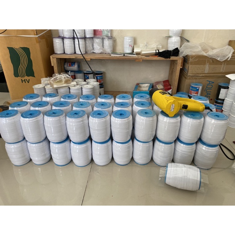 Tổng hợp thun trắng Mimosa nắp ó xanh bản 1cm, 8li, 7li, 5li, 3li