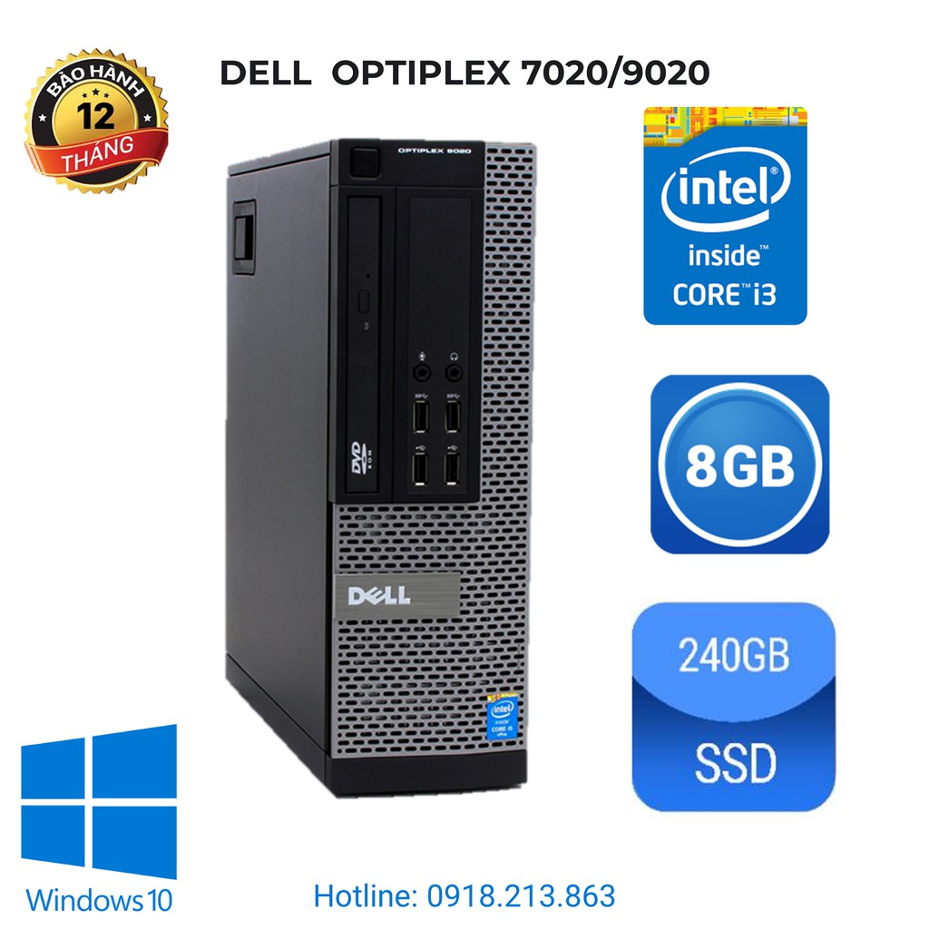 Cây Máy Tính Để Bàn ⚡️Freeship⚡️ Máy Tính Đồng Bộ Giá Rẻ - Máy Bộ Dell I3 4130 (Ram 8GB/ SSD 240GB) - BH 12 Tháng