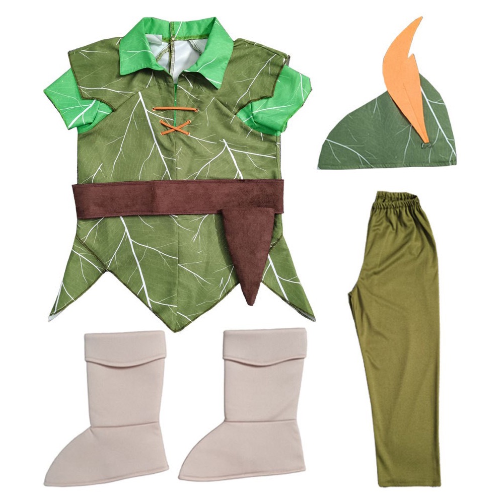Bộ Đồ Hóa Trang Nhân Vật Peter Pan Màu Xanh Lá Cây Cho Bé Dịp Halloween
