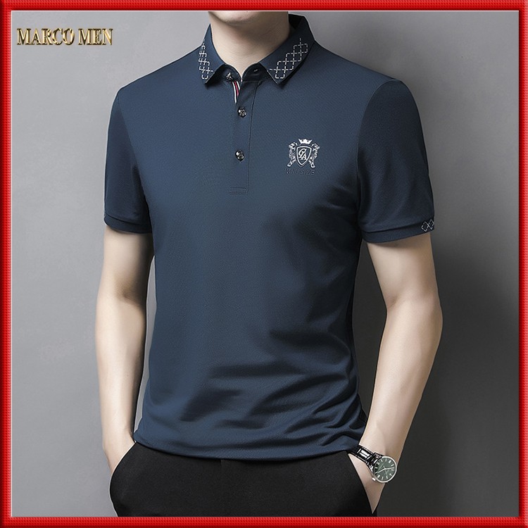 Áo thun nam Polo phối kẻ vải cá sấu thun lạnh CAO CẤP PL001 | BigBuy360 - bigbuy360.vn