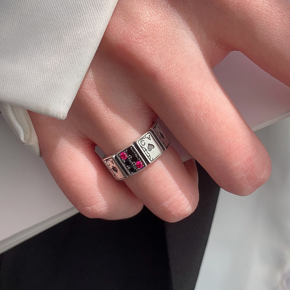 Thẻ Nhẫn Hở Màu Bạc Đính Đá Zircon KCR009 Phong Cách Cổ Điển Tùy Chỉnh Thời Trang Cho Nữ