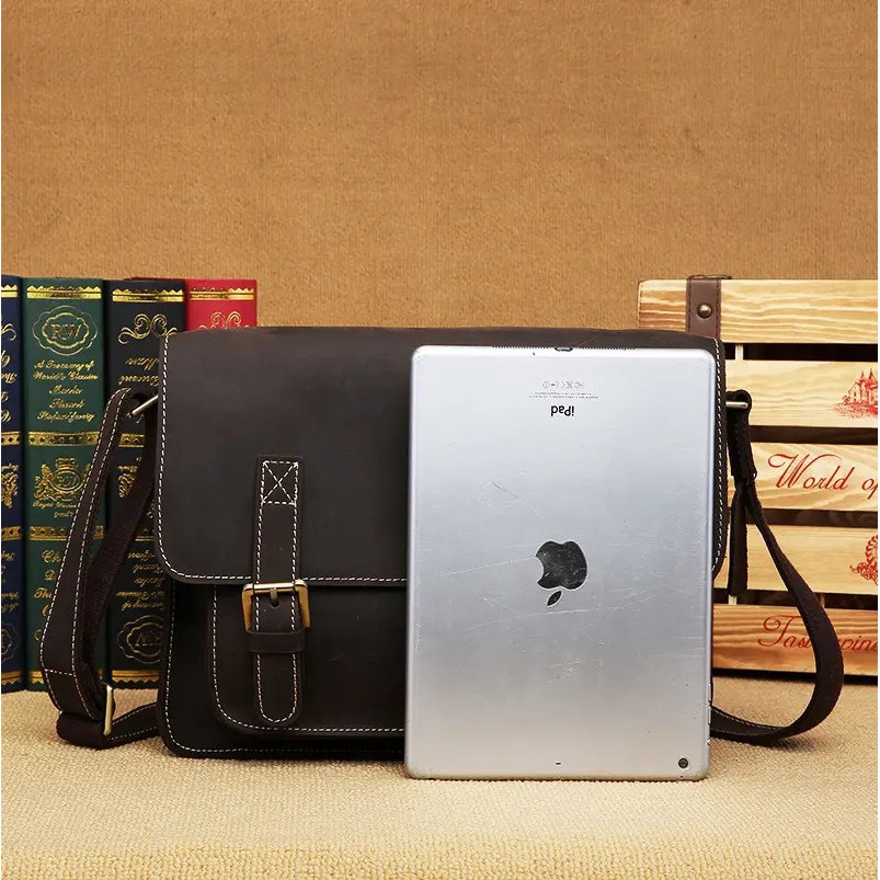 Túi xách da đựng iPad, Macbook Vintage với công nghệ may thủ công cao cấp   