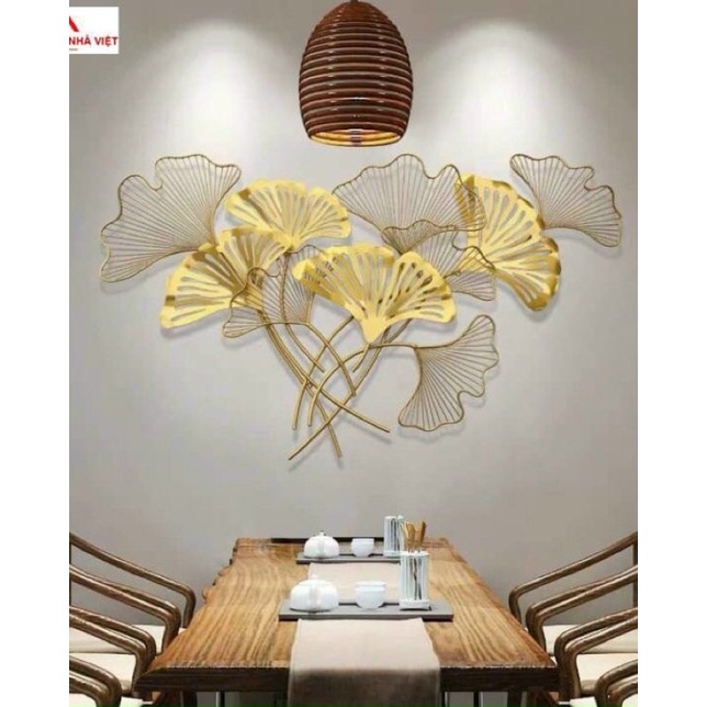 Tranh sắt treo tường, decor trang trí cao cấp. Bảo hành 3 năm. Lá xoè gingko