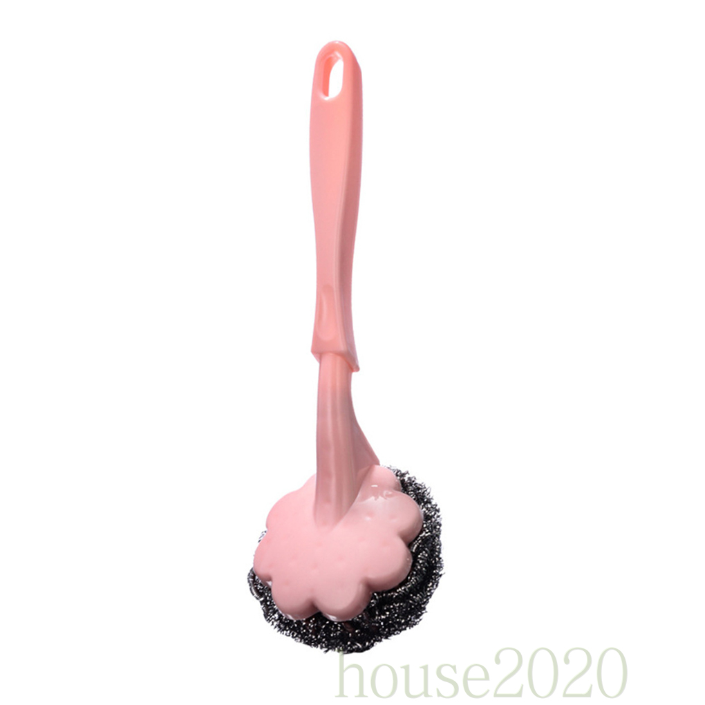 Dụng cụ chà nồi bằng thép có tay cầm dài tiện lợi