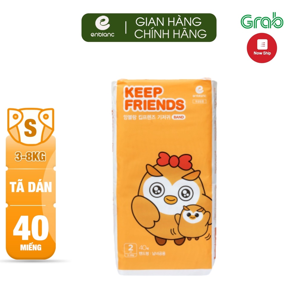 Tã Bỉm Dán ENBLANC KEEP FRIENDS Size S40 Nội Địa Hàn Quốc Siêu Thoáng Mát, Thấm Hút Cho Bé Thoải Mái Vui