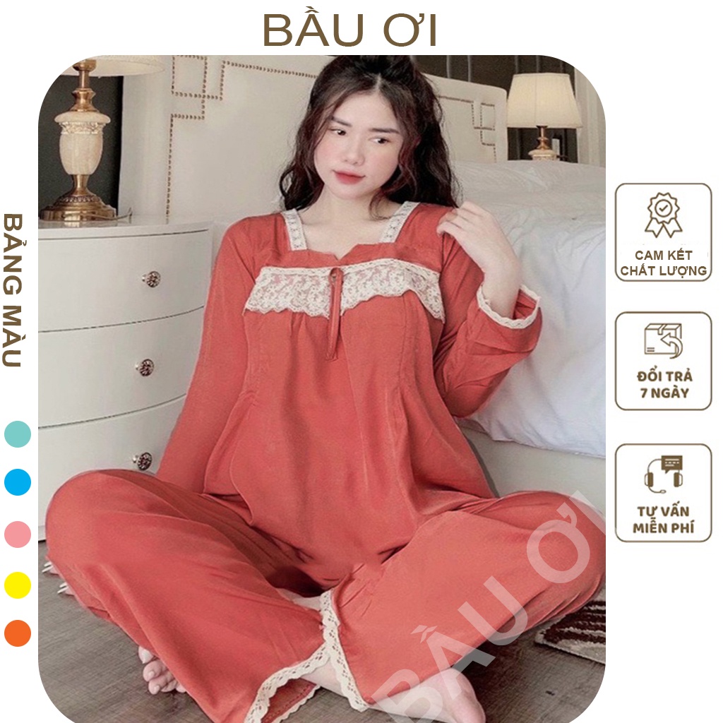 [BAUOI B04] BỘ BẦU TRƯỚC VÀ SAU SINH CHẤT ĐŨI LỤA CỰC MÁT FREE SIZE - BỘ QUẦN ÁO DÀI TAY CHO CON BÚ