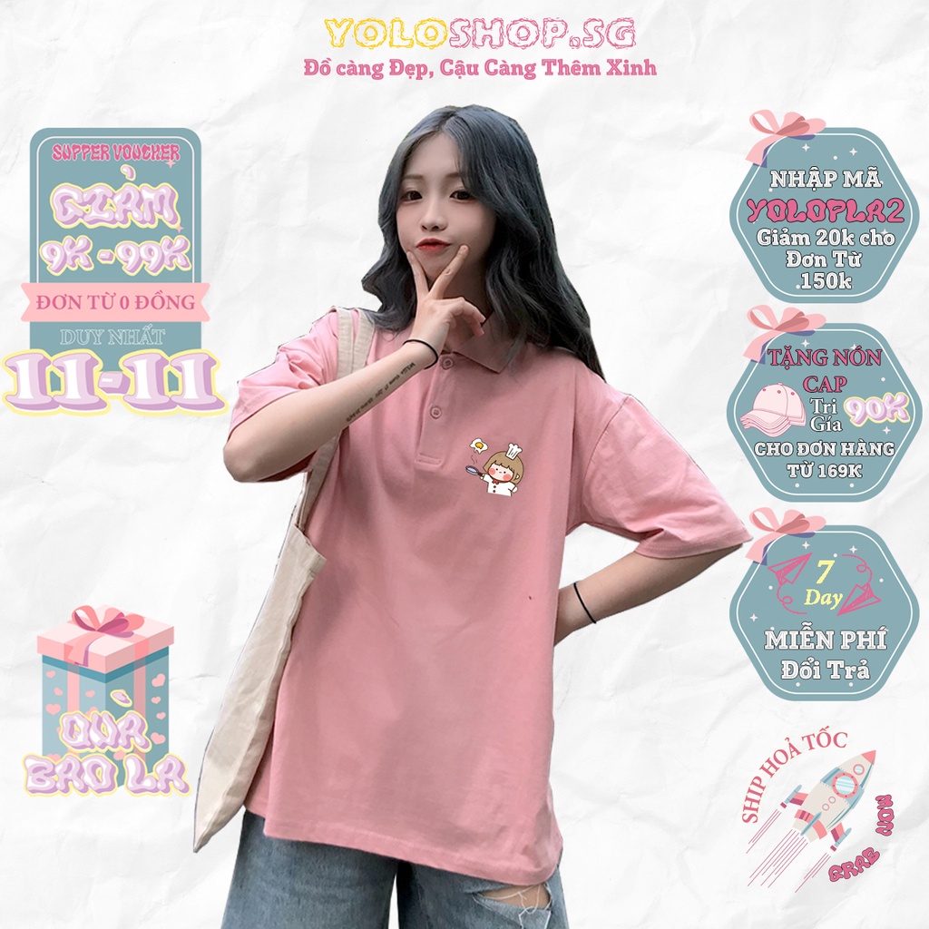 Áo thun polo tay lỡ 🍳 Couple Trứng 🍳 phông Unisex nam nữ tee oversize form rộng pull Ulzzang Streetwear Hàn Quốc vải mềm