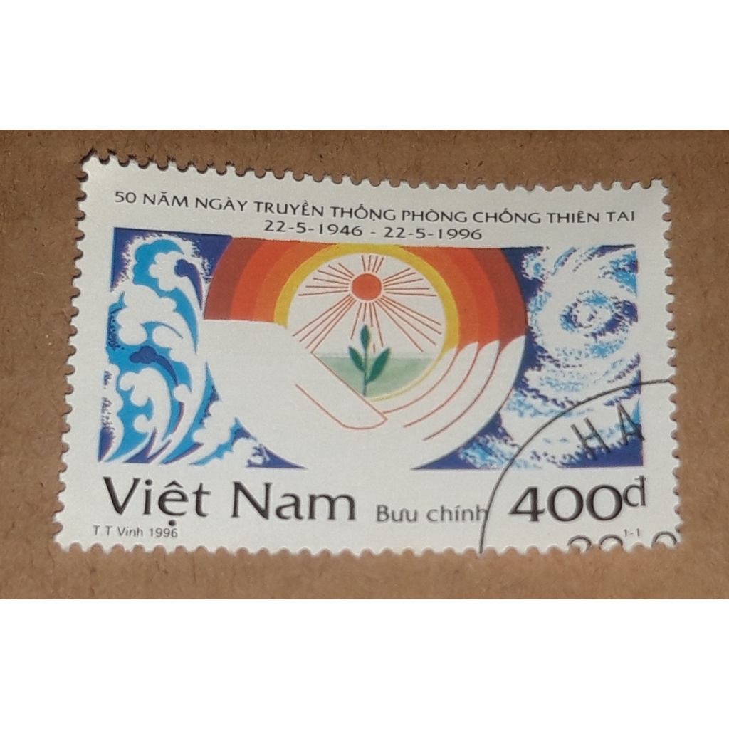 Tem sưu tập MS 733 Tem CTO Việt Nam Kỷ niệm 50 năm ngày truyền thống phòng chống lụt bão, giảm nhẹ thiên tai 1996