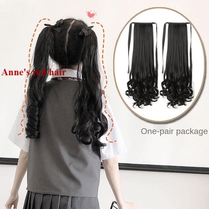 Bộ tóc giả dài xoăn đuôi ngựa phong cách lolita Nhật Bản dễ thương cho nữ