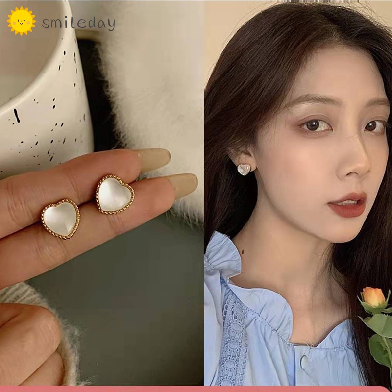 Đôi khuyên tai hình trái tim đính đá pha lê thanh lịch cho nữ