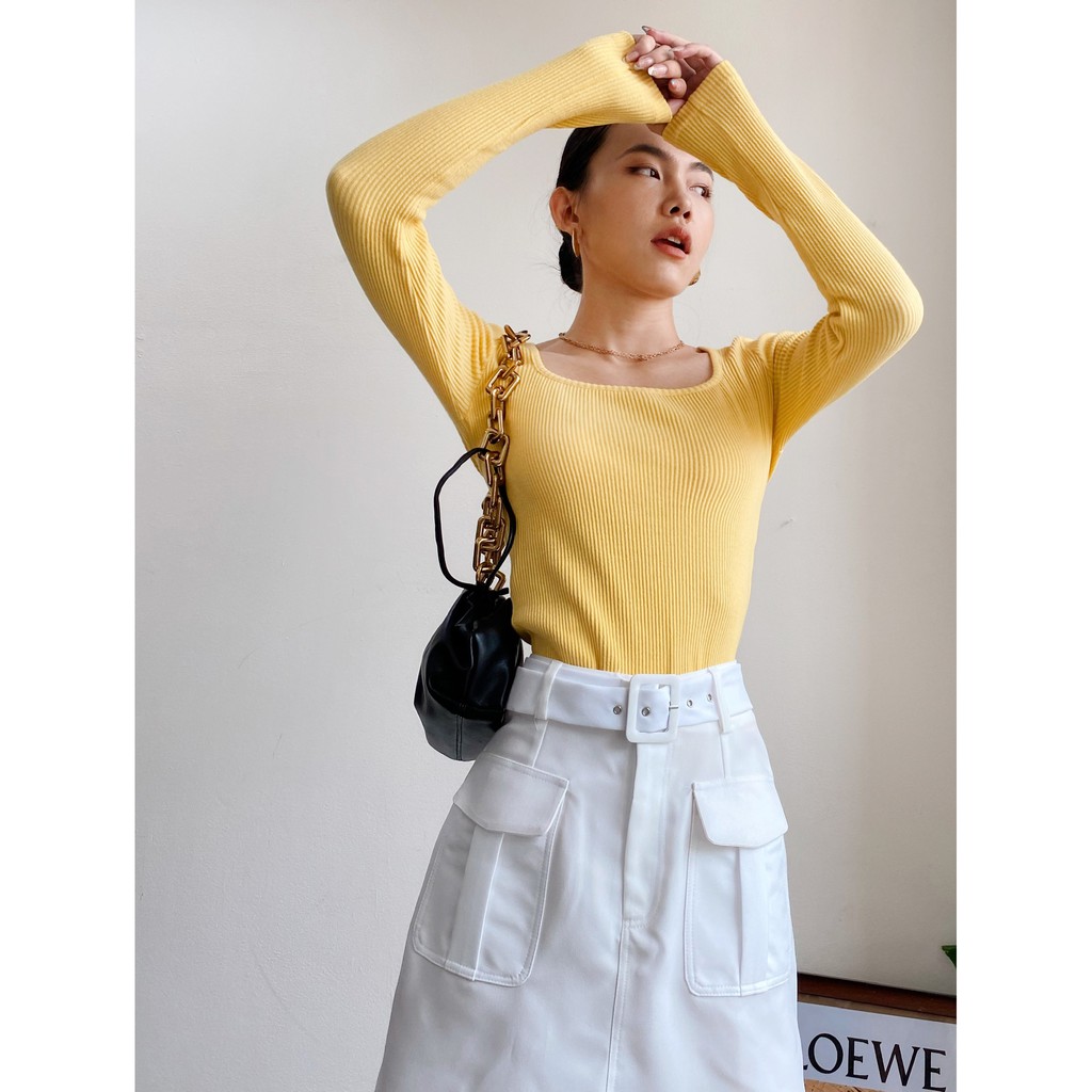 Chân Váy Trắng Túi Đắp Kèm Nịt EDINI - V353 | BigBuy360 - bigbuy360.vn