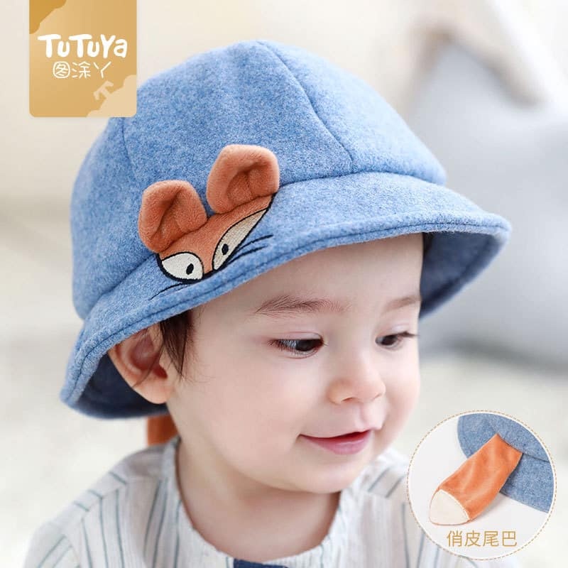 Mũ vành nhung cho bé trai bé gái mùa đông