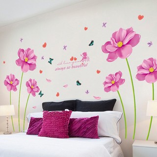 Decal dán tường hoa tím hồng