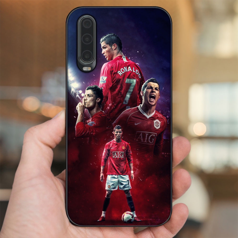 Ốp lưng Huawei P30 viền đen in hình Cristiano Ronaldo MU Manchester United CR7