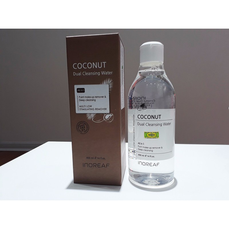 Nước Tẩy Trang Chiết Xuất Dầu Dừa INOREAF COCONUT DUAL CLEANSING WATER làm sạch , se khít lỗ chân lông