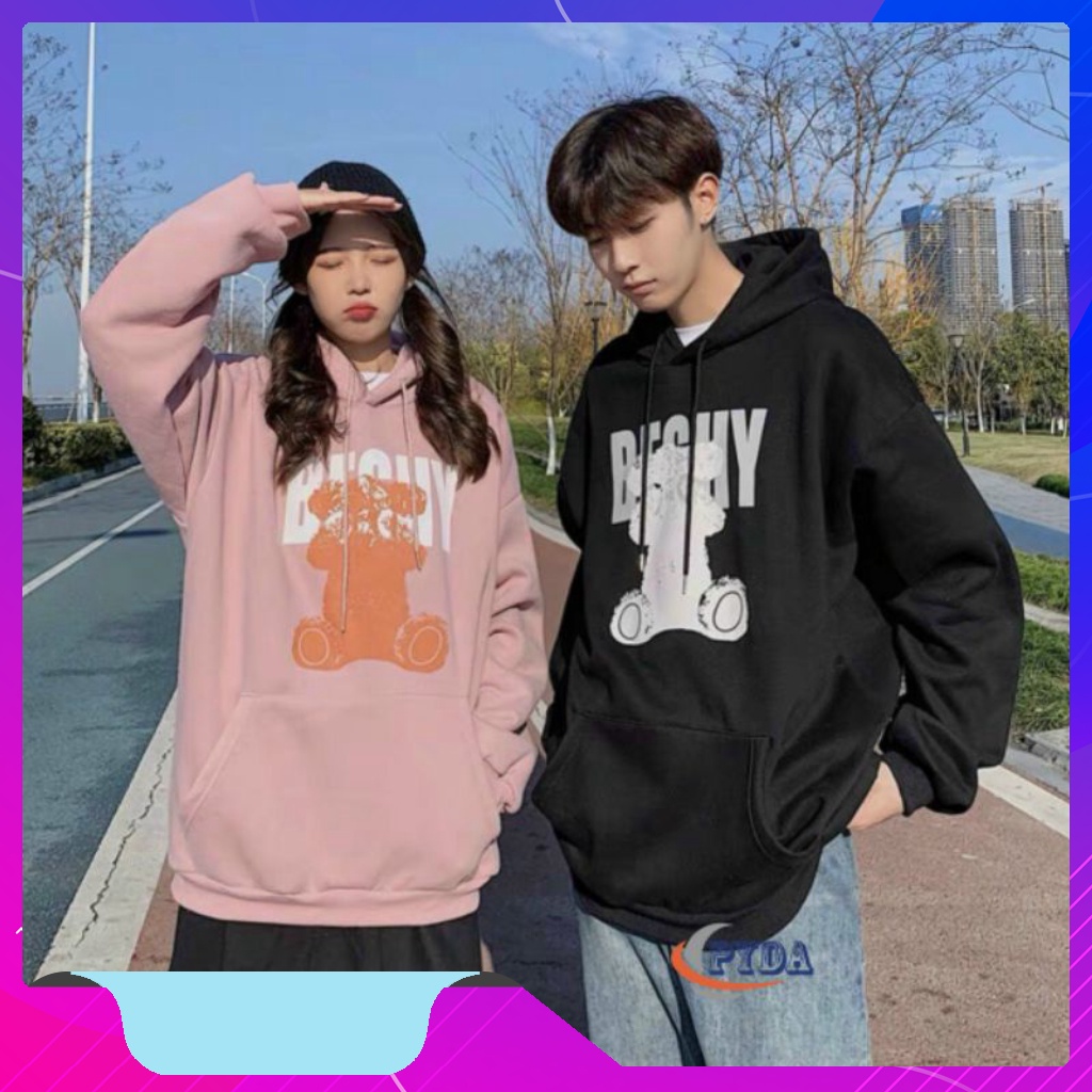 Áo hoodie nữ form rộng, Áo hoodie nữ form rộng nỉ dày có mũ unisex 4 màu  mặc nhà đi chơi đi