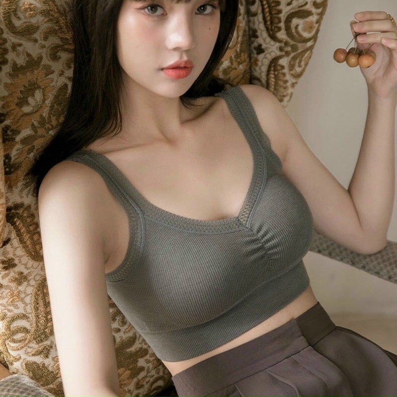 Áo Ngực Bra Hai Dây Viền Ren Cổ Vuông Dễ Thương 1535