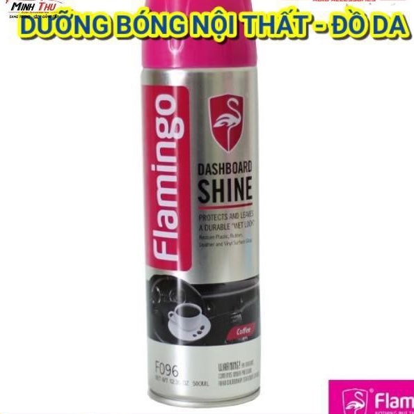 Bình Xịt Dưỡng Bóng Nội Thất - Đồ Da Ô Tô Vị Cafe - Flamingo F096 500ml - Hãng Phân Phối Chính Thức