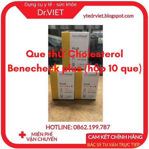 Que thử cholesterol Benecheck Plus Hộp 10 Que - hỗ trợ đo lượng Cholesterol trong máu