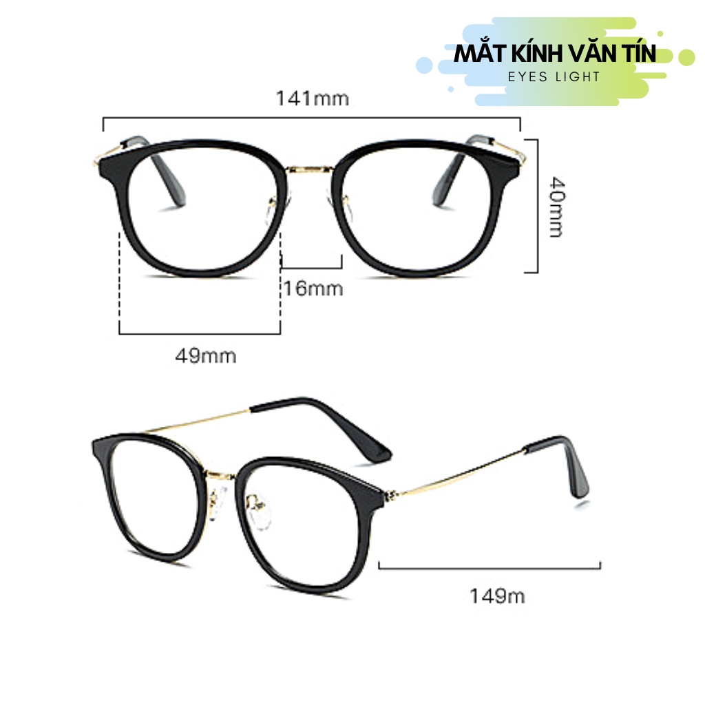 Gọng kính cận Eyes Light T559 mắt kính nữ tròn càng kim loại cao cấp không gỉ