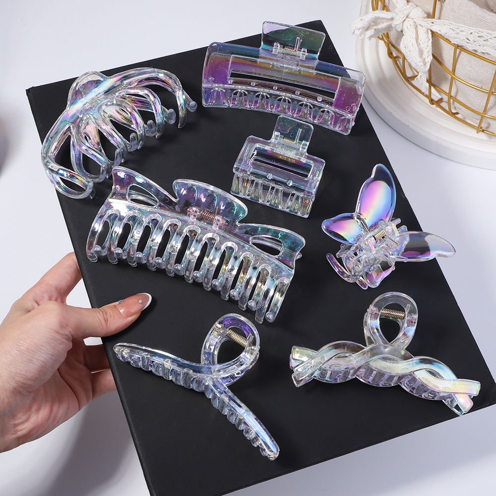 Kẹp tóc càng cua KIDSBOWS trong suốt nhiều màu hình học cho nữ