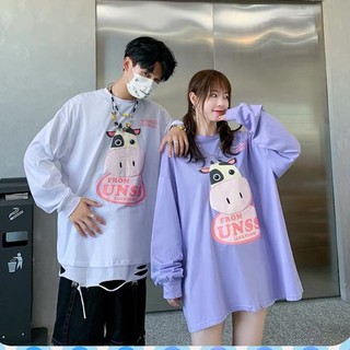 ÁO THUN TAY DÀI FORM RỘNG BÒ SỮA