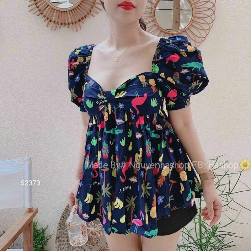 Bigsize Sét peplum hoa nhí siêu xinh kèm quần 50-90kg mẫu chụp thật 1000%