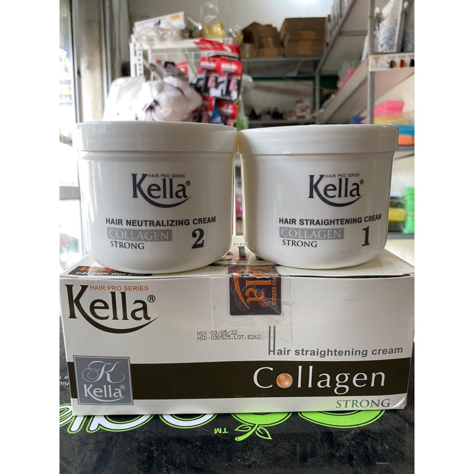 cặp kem duỗi tóc KELLA COLLAGEN STRONG(500ml+500ml)