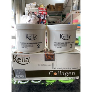 Cặp kem duỗi tóc kella collagen strong