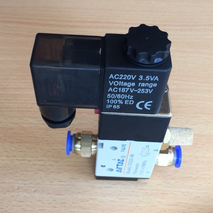 Combo van điện từ khí nén AIRTAC 3v210-08 + đầu nối , van điện từ khí nén lắp coi hơi đóng mở còi hơi ô tô