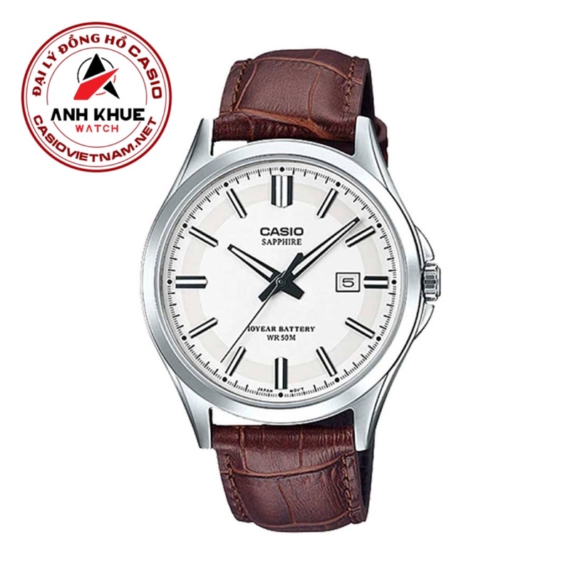 Đồng Hồ Casio Nam MTS-100L-7AV - Dây Da - Kính Saphia - Pin 10 Năm
