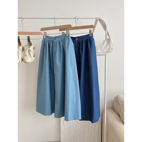 Chân váy denim dáng dài vintage