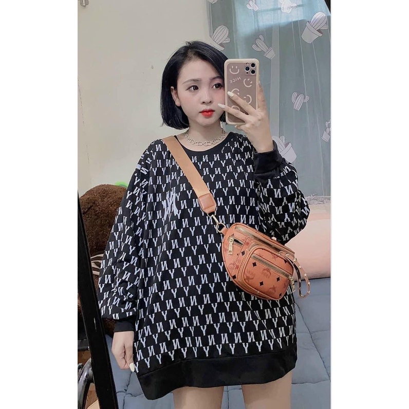 ￼Áo Sweater ❤️Hoodies Tay Dài Dáng Rộng In Chữ Và Hình Chất Nỉ Ngoại Freesize Ulzzang Phong Cách Hàn Quốc Dễ Thương