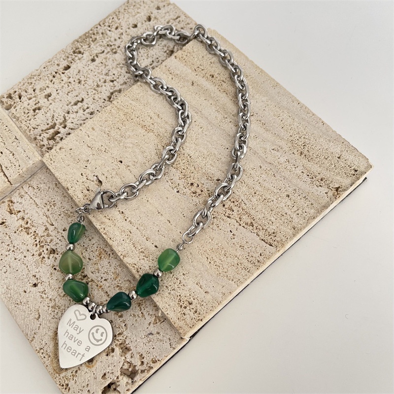 Dây Chuyền Thép Titan Mặt Thẻ Chữ Love Đính Đá Tự Nhiên 19A1299