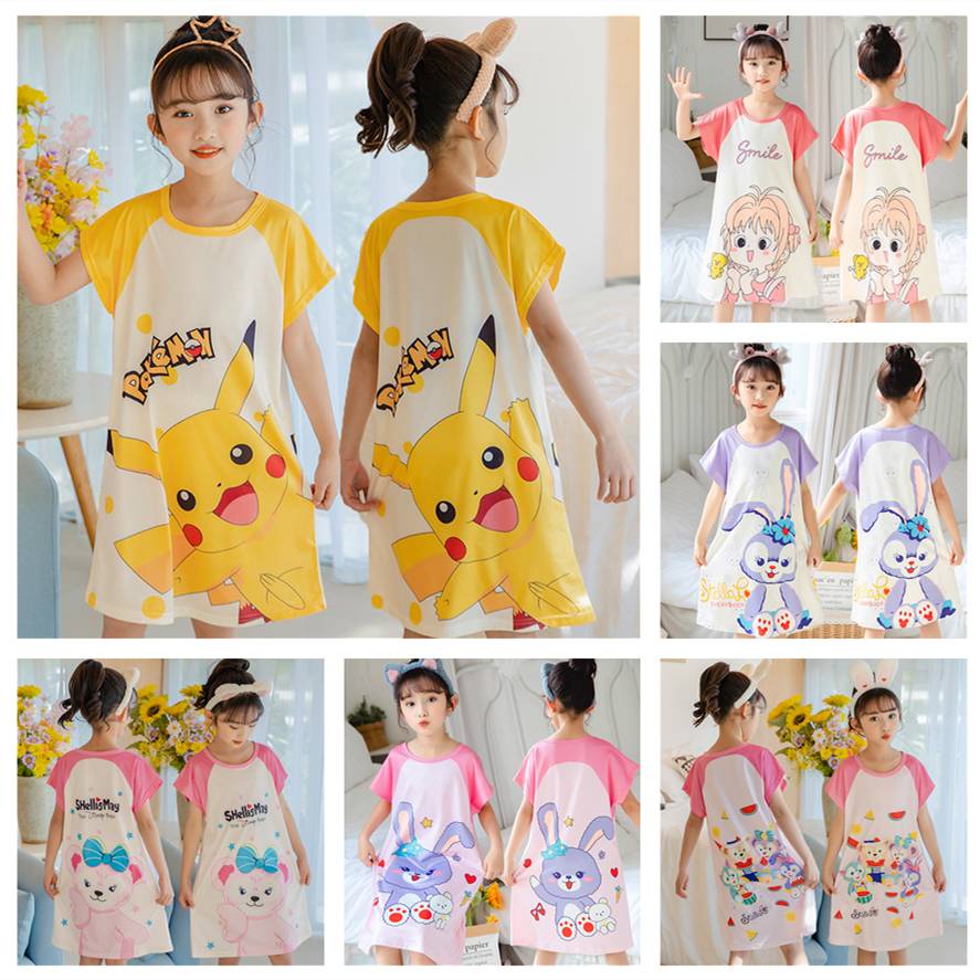 Đồ ngủ Kiểu Công Chúa In Hoạt Hình Pikachu StellaLou Dễ Thương Thời Trang Mùa Hè Cho Bé Gái